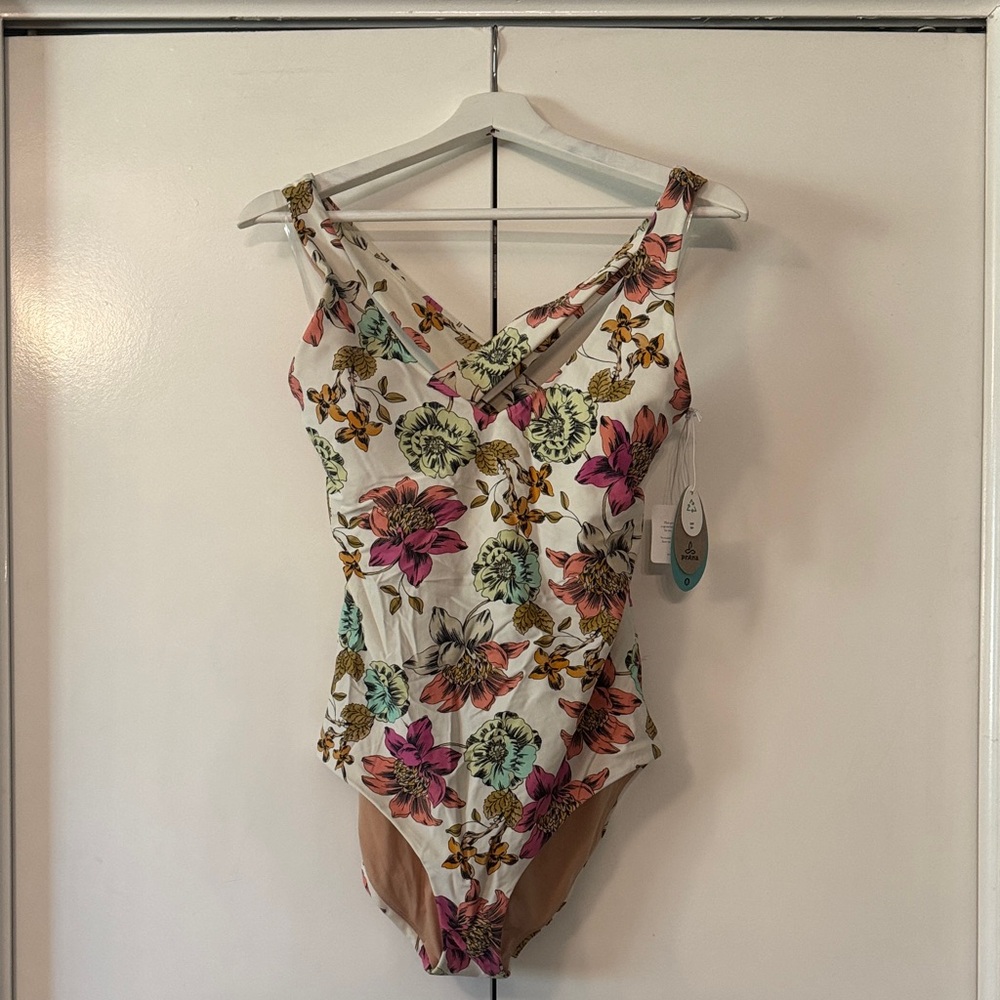 NWT Prana Floral One Piece Swimsuit - Pink, Green, Yellow